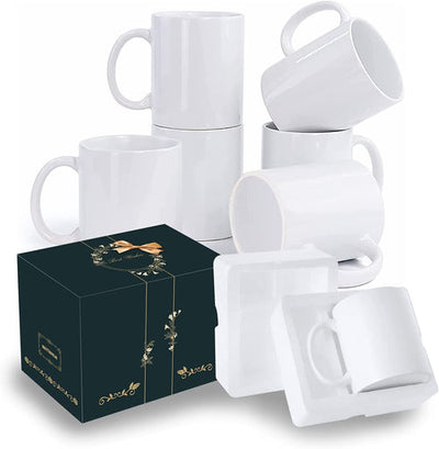 White Sublimation Coated Mugs 6 pack