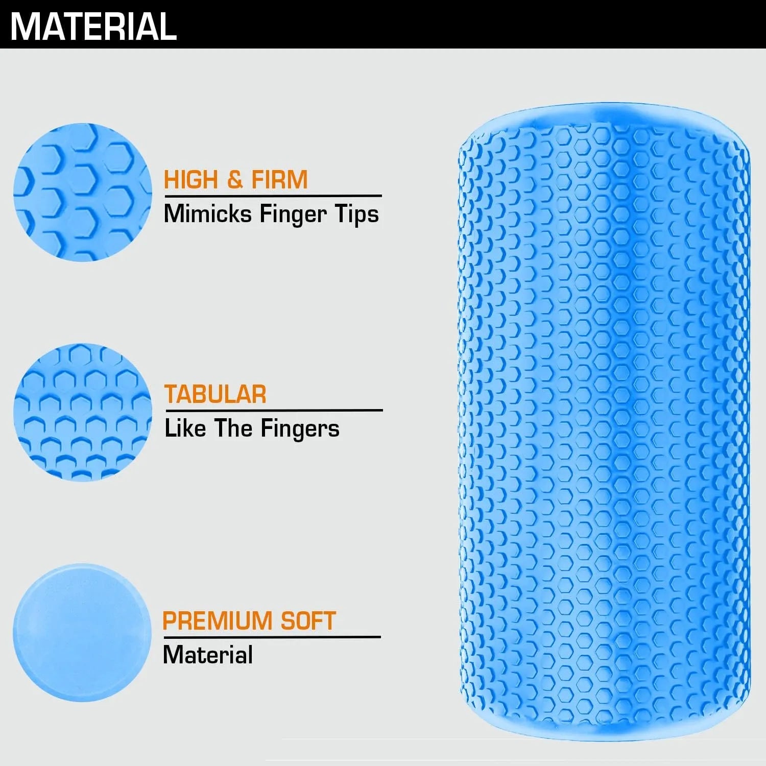 High-Density EVA Yoga Foam Roller Self Massage (Blue)-1