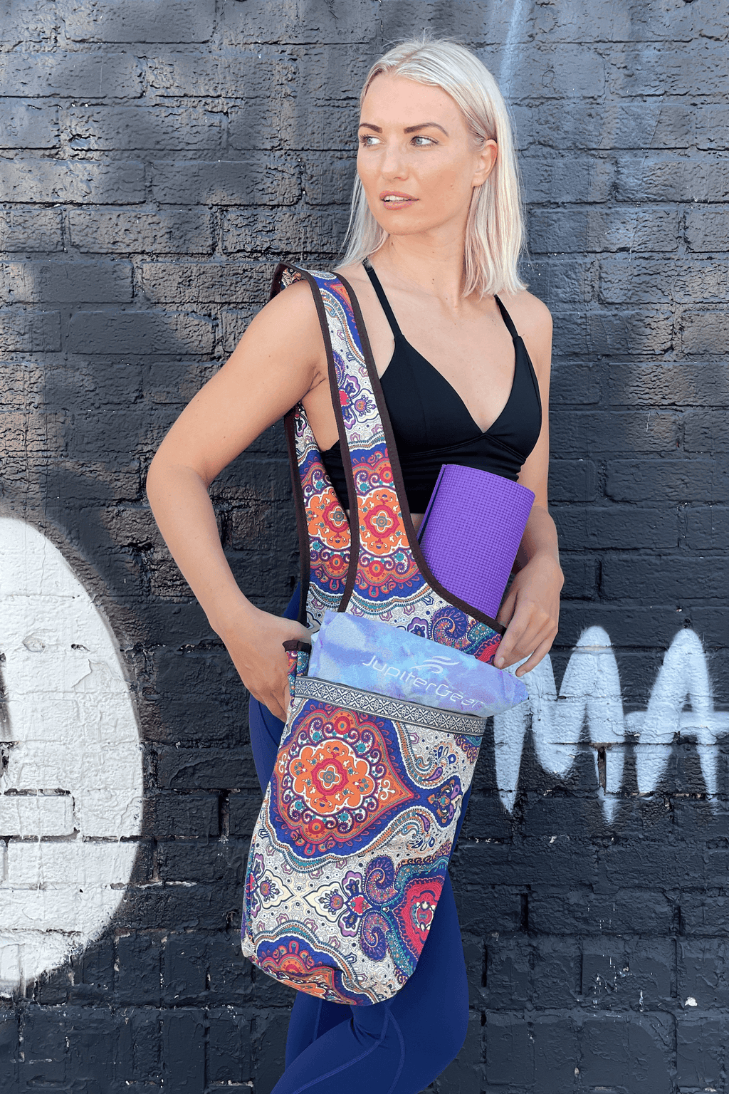 JupiterGear Yoga Mat Carrying Tote Bag with Large Pockets-3
